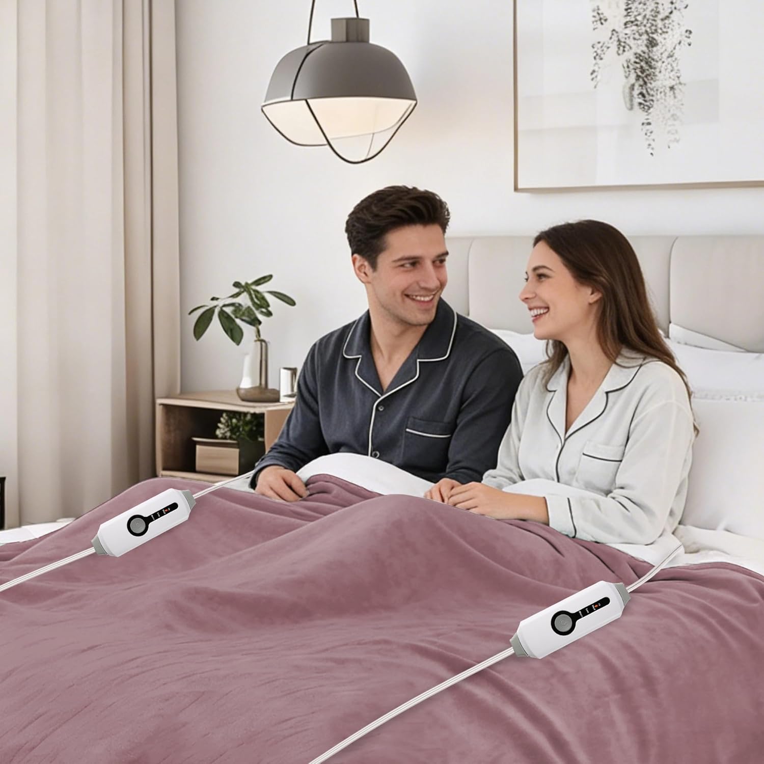 Electric Heated Blanket 90x100 King Size Microplush Cover Blanket, 4 Heat Settings & 10 Hours Auto Off, Cozy & Warm for All Night, Machine Washable, Berry